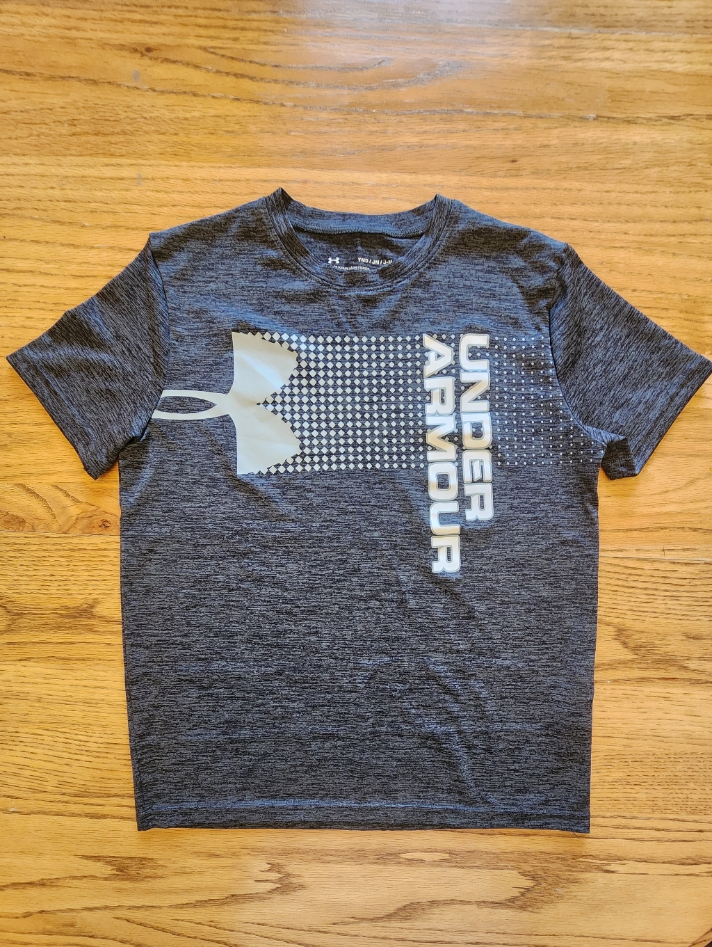 Under Armour Boy's Grey Logo Short Sleeve Crewneck Heatgear T-Shirt Medium M
